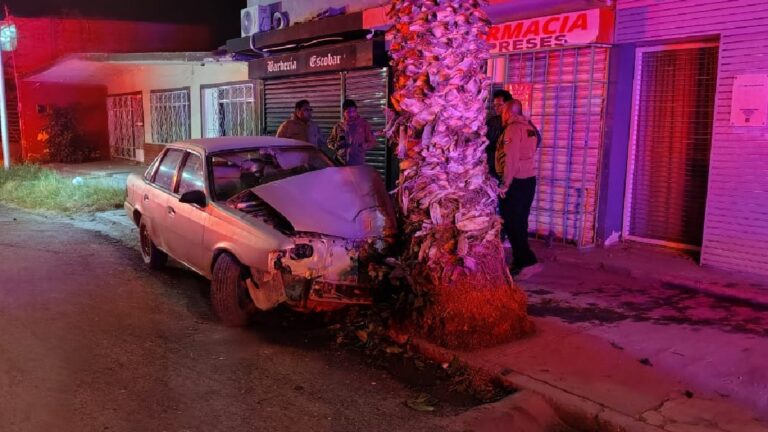 Menores de edad sufren fracturas tras accidente automovilístico contra una palma en Torreón