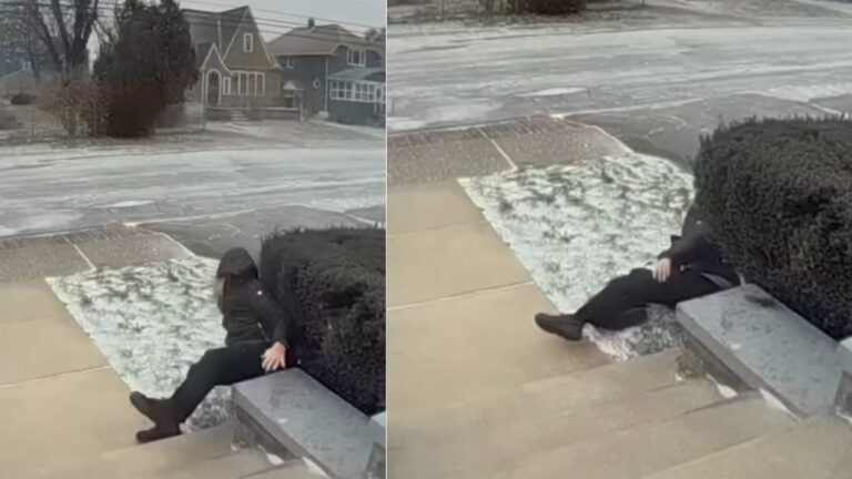 Abuelita sorprendida ‘volando’ por fuertes vientos de la tormenta invernal en Monterrey