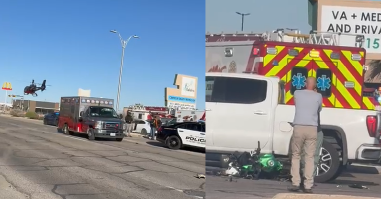 Accidente de motocicleta en El Paso: Motociclista trasladado en helicóptero médico