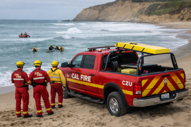 Rescate acuático en Scotts Creek: surfista es trasladado de emergencia al hospital