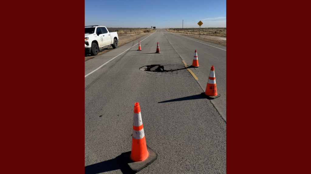 Cierre de carretera en E. County Road 173 por Reparación de Tubería en Reeves County
