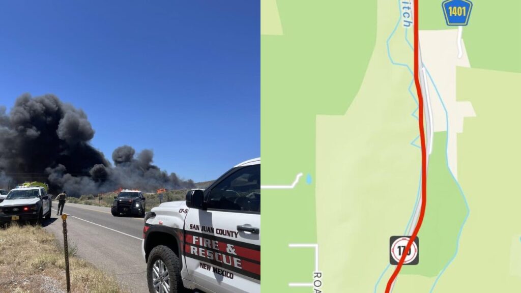 Incendio de maleza provoca cierre de la carretera NM 170 en el Condado de San Juan