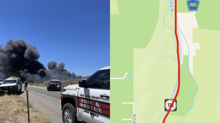 Incendio de maleza provoca cierre de la carretera NM 170 en el Condado de San Juan