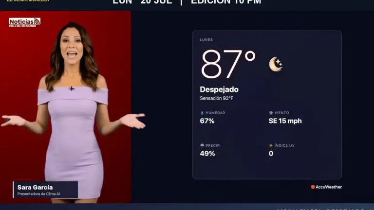 Clima McAllen hoy: temperatura, humedad y viento en la edición de las 10:00 PM