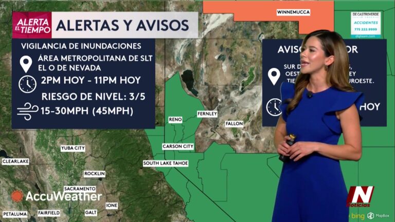 Pronóstico del tiempo en Nevada: alerta por calor, vigilancia de inundaciones y vientos fuertes