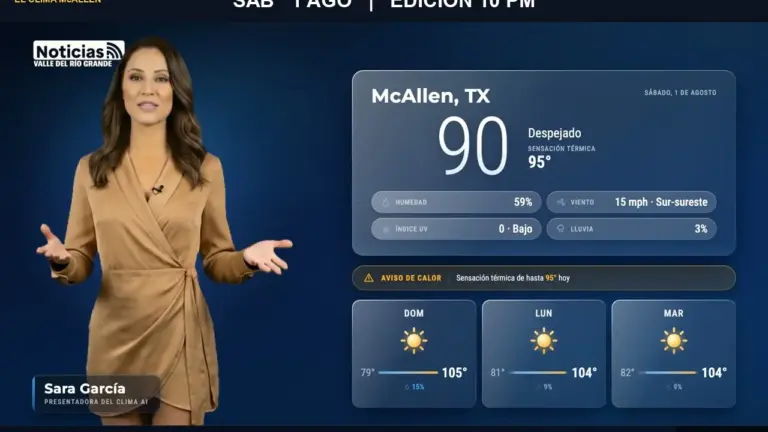 Clima en McAllen: así está el tiempo este sábado 1 de agosto a las 10:00 PM