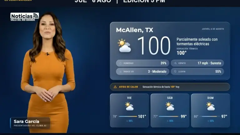 El Clima McAllen — Jueves 6 de agosto · Edición 5:00 PM
