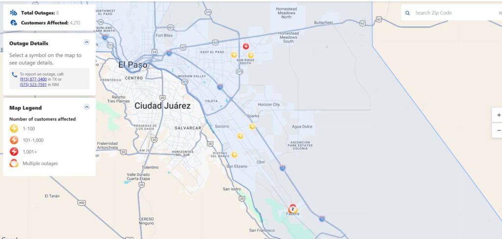 Más de 4 mil clientes sin electricidad en El Paso; EP Electric trabaja para restablecer el servicio
