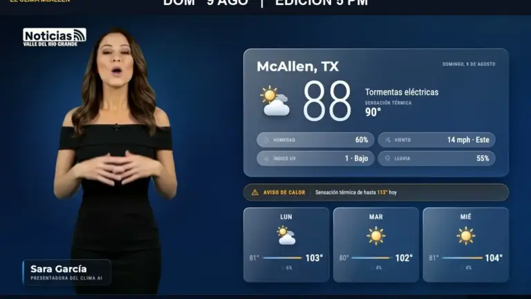 El Clima McAllen — Domingo 9 de agosto · Edición 5:00 PM