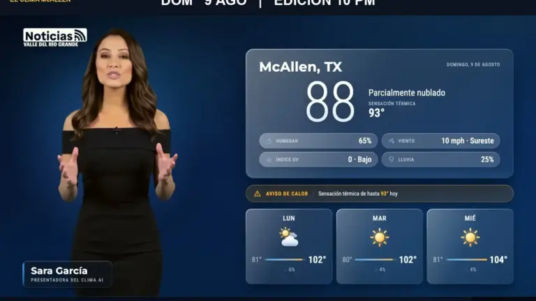 El Clima McAllen — Domingo 9 de agosto · Edición 10:00 PM
