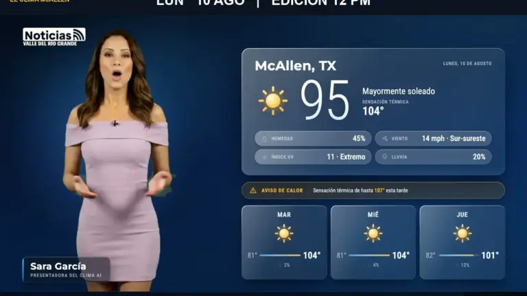 El Clima McAllen — Lunes 10 de agosto · Edición 12:00 PM