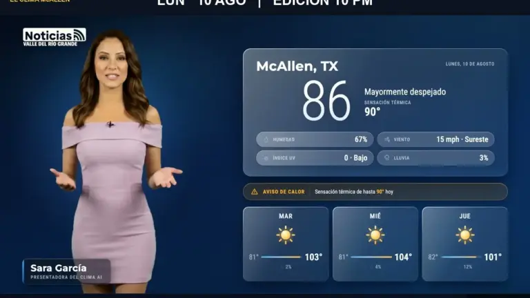 El Clima McAllen — Lunes 10 de agosto · Edición 10:00 PM