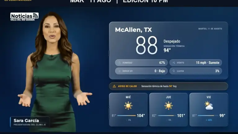 El Clima McAllen — Martes 11 de agosto · Edición 10:00 PM