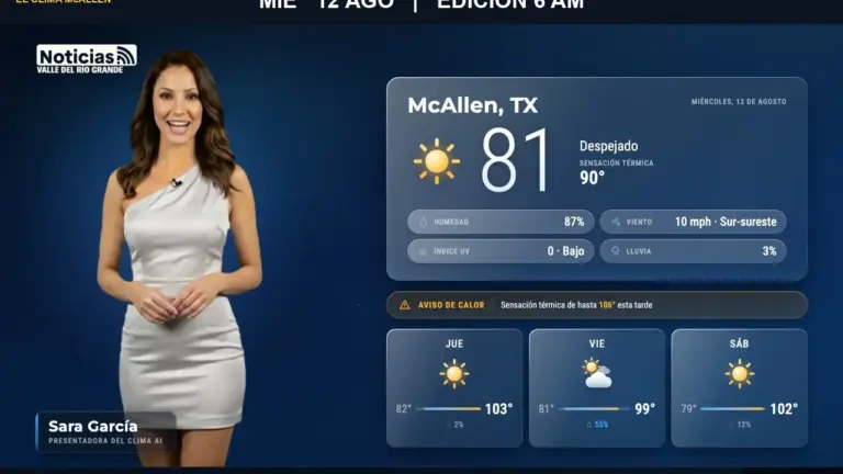El Clima McAllen — Miércoles 12 de agosto · Edición 6:00 AM