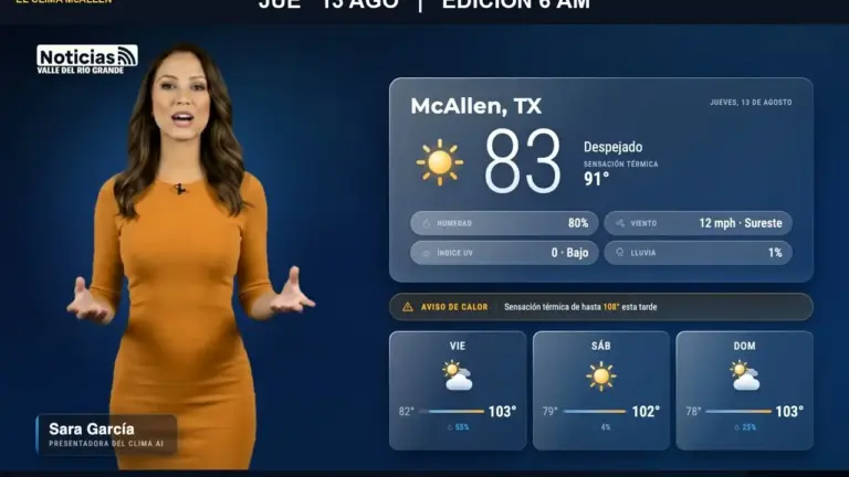 El Clima McAllen — Jueves 13 de agosto · Edición 6:00 AM