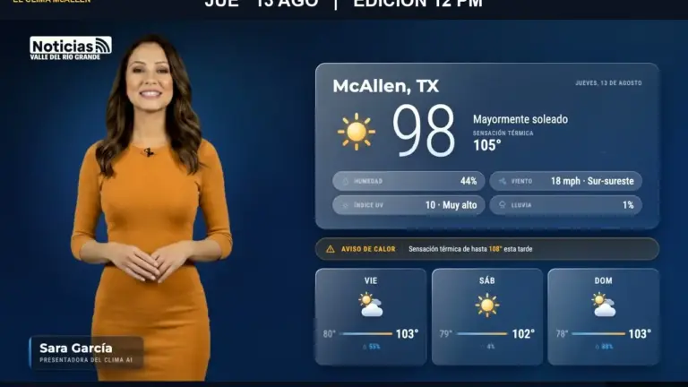 El Clima McAllen — Jueves 13 de agosto · Edición 12:00 PM