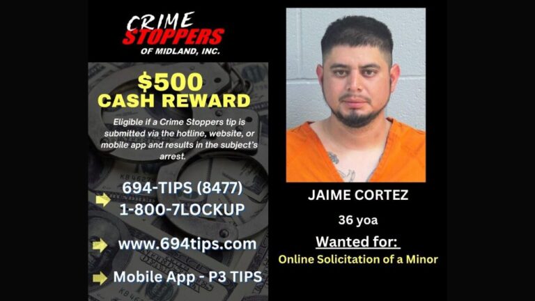 Ofrecen recompensa por hombre buscado por solicitud de menores en internet en Midland