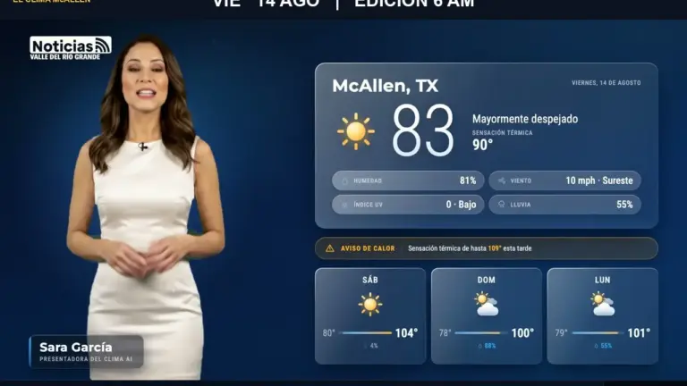 Clima McAllen hoy: pronóstico del tiempo para el viernes 14 de agosto a las 6:00 AM