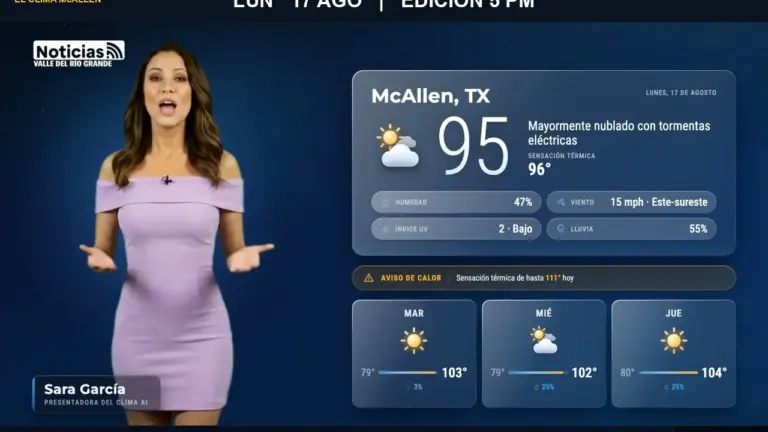 Clima McAllen: pronóstico de las 5:00 PM para este lunes 17 de agosto