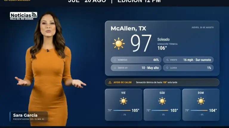 Clima McAllen hoy: pronóstico del tiempo para el jueves 20 de agosto a las 12:00 PM