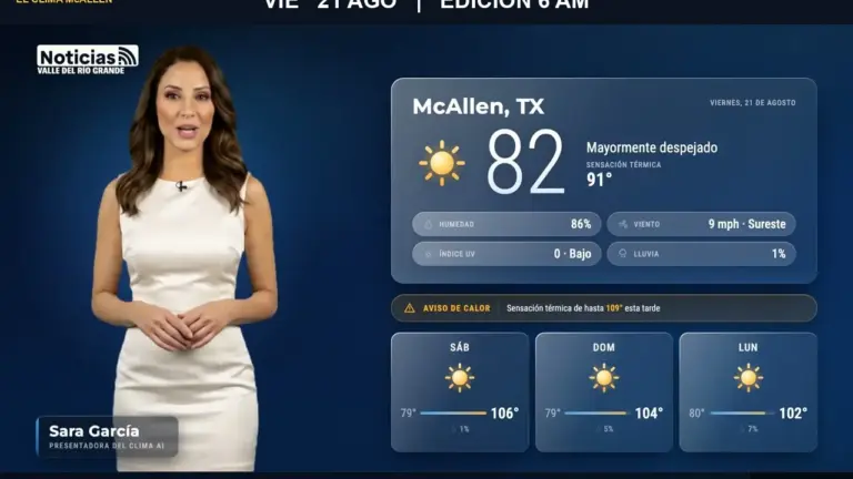 Clima en McAllen hoy, viernes 21 de agosto: temperatura, humedad y viento a las 6:00 AM