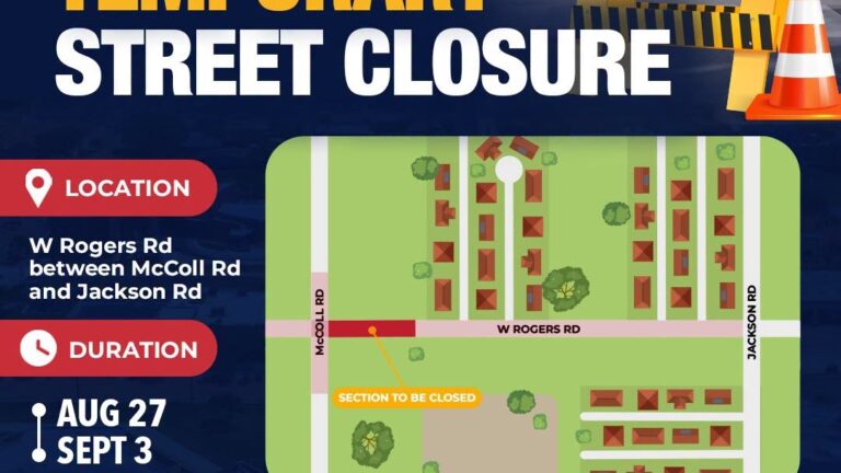 Edinburg anuncia cierre de Rogers Road por obras