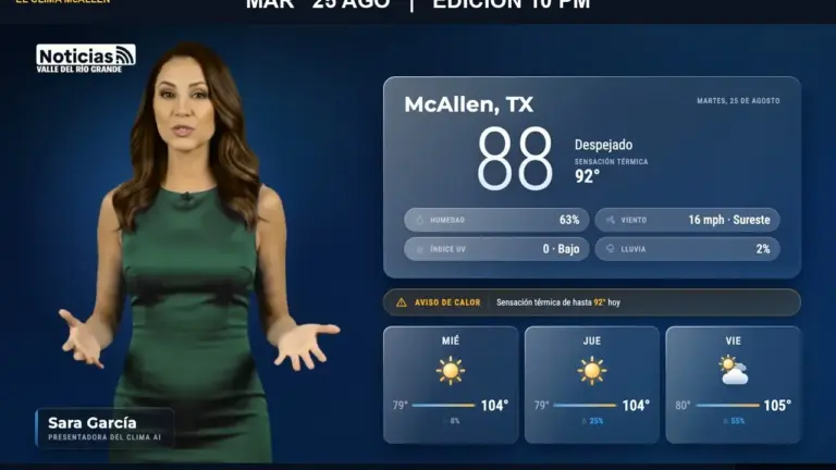 El Clima McAllen — Martes 25 de agosto · Edición 10:00 PM