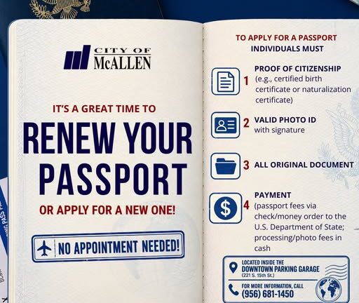 División de Pasaportes de McAllen acepta solicitudes sin cita hasta las 4 p.m.