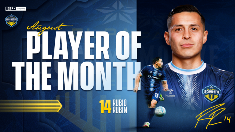 Rubio Rubín de El Paso Locomotive FC es nombrado Jugador del Mes de agosto en el Campeonato de la USL