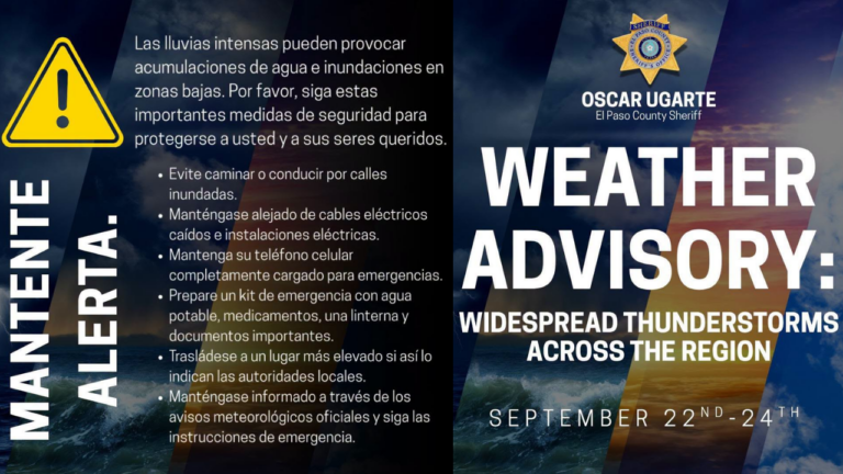 Emiten alerta por tormentas severas e inundaciones en la región de El Paso
