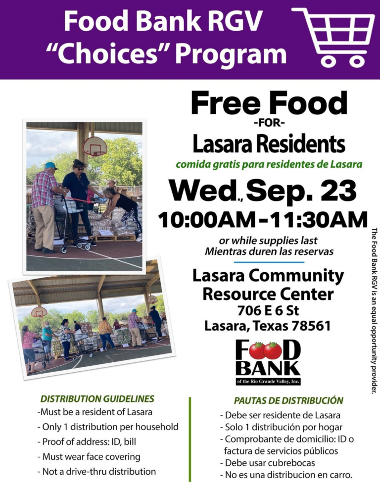 Food Bank RGV ofrecerá distribución gratuita de alimentos en Lasara