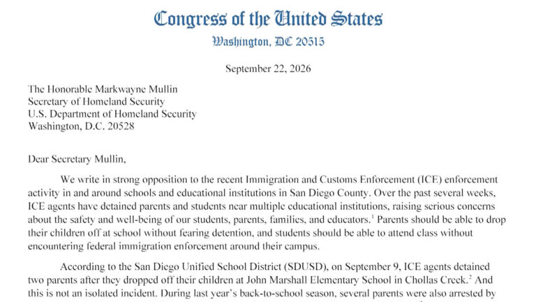 Legisladores de California piden frenar operativos de ICE cerca de escuelas en San Diego