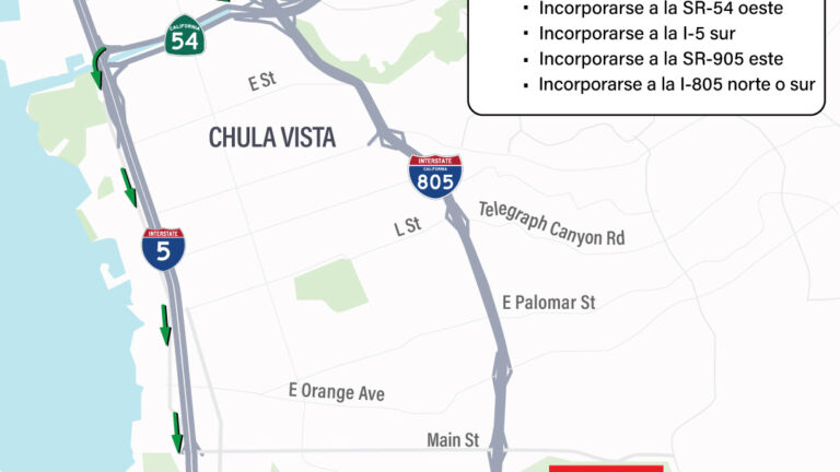 Anuncian cierres nocturnos en la I-805 a la altura de Palm Avenue
